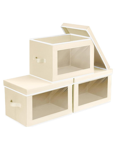 Cajas de Almacenamiento Plegables Homsorout - 3 Unidades Beige