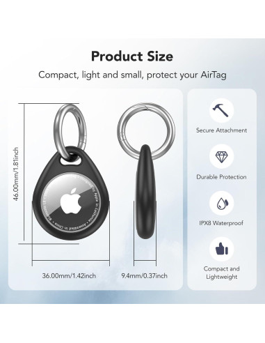 Paquete de 4 Fundas Ultra Finas para Apple AirTag - Impermeables IPX8