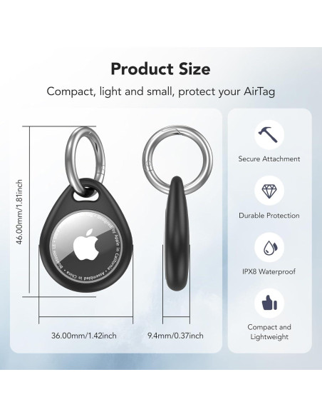 Paquete de 4 Fundas Ultra Finas para Apple AirTag - Impermeables IPX8
