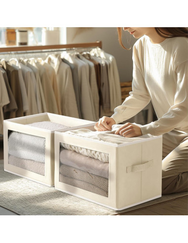 Cajas de Almacenamiento Plegables Homsorout - 3 Unidades Beige