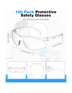 Xuhal 100 Pares Gafas de Seguridad Claras ANSI Z87.1 2