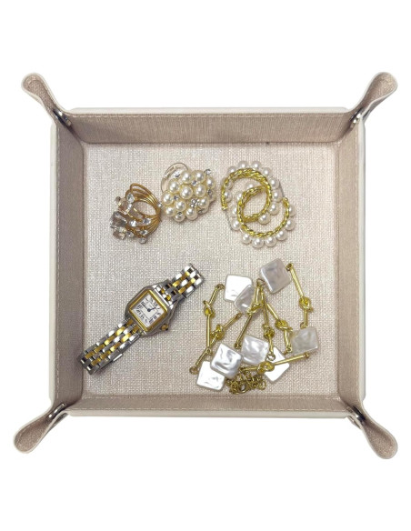 Bandeja de Joyería UnionBasic Beige, Organizador de Escritorio 22.23 cm