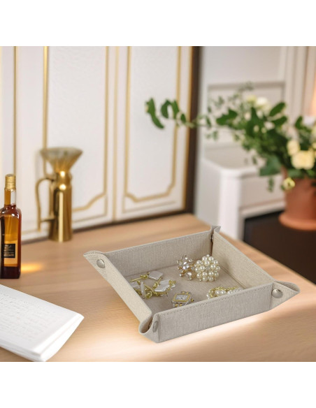 Bandeja de Joyería UnionBasic Beige, Organizador de Escritorio 22.23 cm
