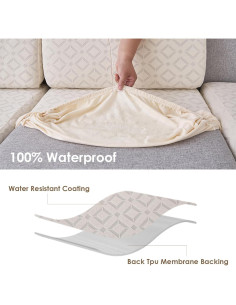 Cubierta de cojín de sofá Genina 1 asiento beige impermeable 2