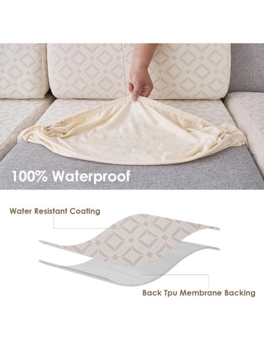 Cubierta de cojín de sofá Genina 1 asiento beige impermeable