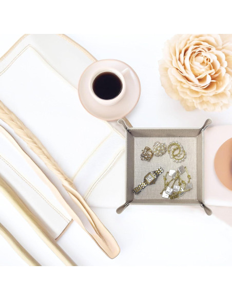 Bandeja de Joyería UnionBasic Beige, Organizador de Escritorio 22.23 cm