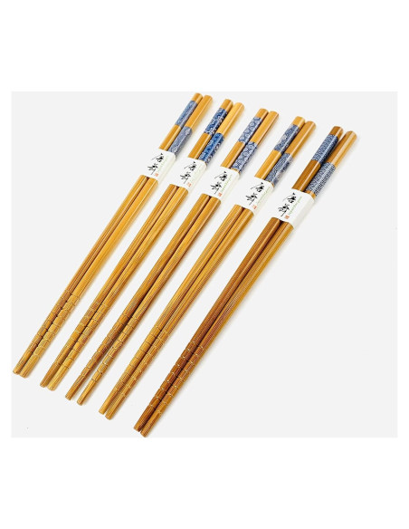 Juego de 5 pares de palillos de bambú JapanBargain 23 cm