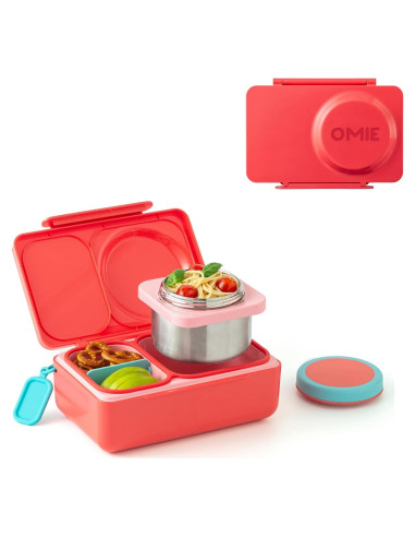 Caja Bento Omie OmieBox UP Rosa Cereza 340g Aislada