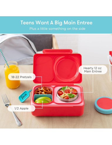 Caja Bento Omie OmieBox UP Rosa Cereza 340g Aislada