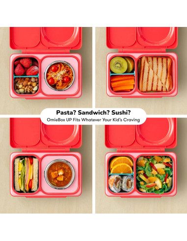 Caja Bento Omie OmieBox UP Rosa Cereza 340g Aislada