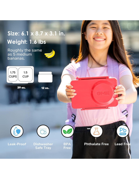 Caja Bento Omie OmieBox UP Rosa Cereza 340g Aislada