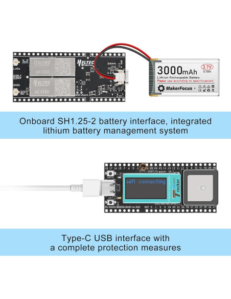 Rastreador Inalámbrico MakerFocus ESP32-S3 con GPS y LoRa