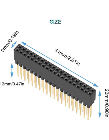10 Conectores de Encabezado Femenino 2x20 40 Pines 2.54mm DKARDU