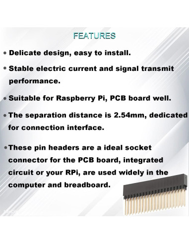 10 Conectores de Encabezado Femenino 2x20 40 Pines 2.54mm DKARDU
