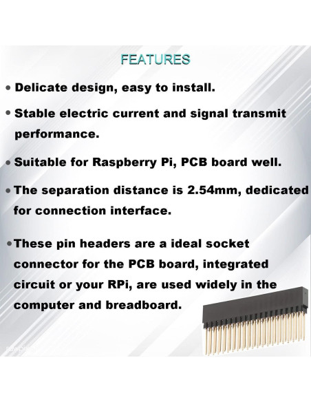 10 Conectores de Encabezado Femenino 2x20 40 Pines 2.54mm DKARDU