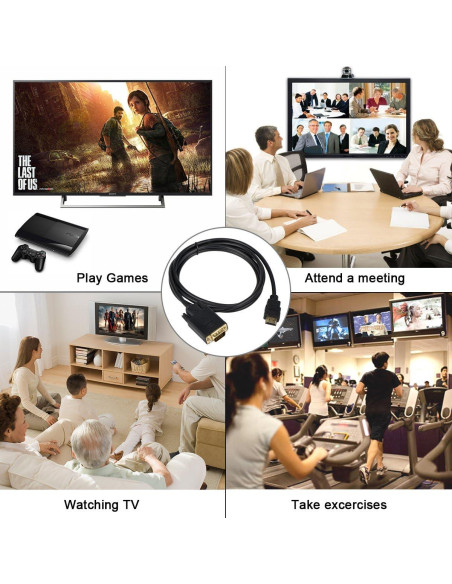 Cable HDMI a VGA Wonlyus 3 Metros Macho a Macho 1080P Cable HDMI a VGA Wonlyus 3 Metros Macho a Macho 1080P