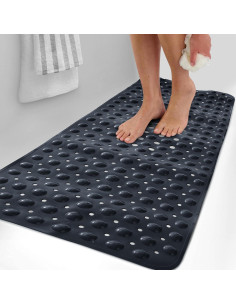 Alfombrilla de Baño Antideslizante LUX DÉCOR 101.6x40.6 cm Negra 2