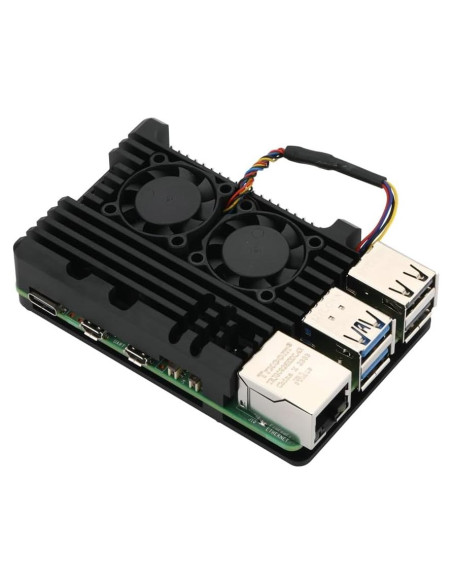 Caja de aluminio para Raspberry Pi 5 con ventilador dual