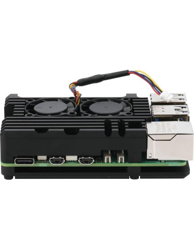 Caja de aluminio para Raspberry Pi 5 con ventilador dual
