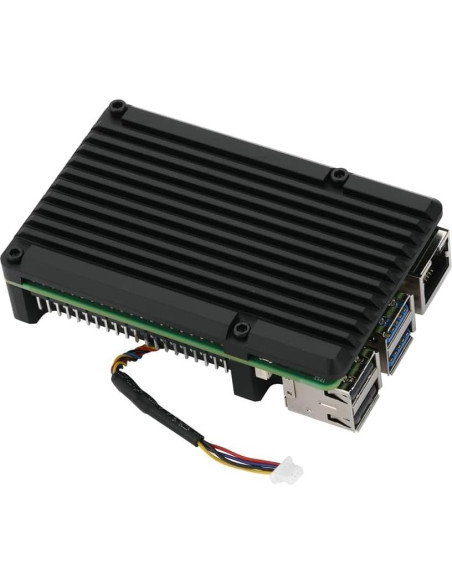 Caja de aluminio para Raspberry Pi 5 con ventilador dual