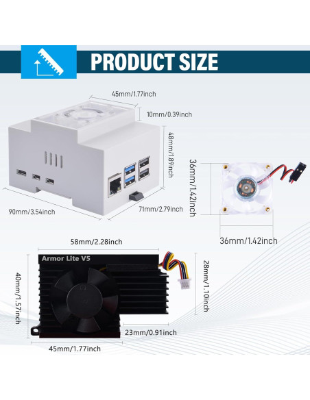 Caja para Raspberry Pi 5 GeeekPi con Enfriador Activo Negro