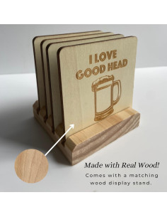 Set de 4 Posavasos de Madera Coastville con Soporte 2