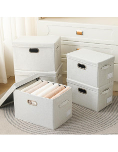 Caja de Almacenamiento Plegable PRANDOM Beige 3-Pack 38.9x25.4x24.6 cm 2