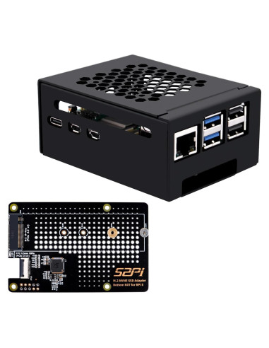Caja de Metal GeeekPi para Raspberry Pi 5 con Placa N07 PCIe M.2