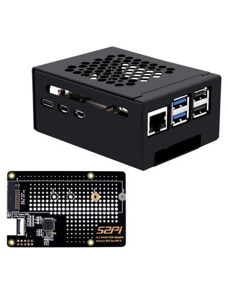 Caja de Metal GeeekPi para Raspberry Pi 5 con Placa N07 PCIe M.2