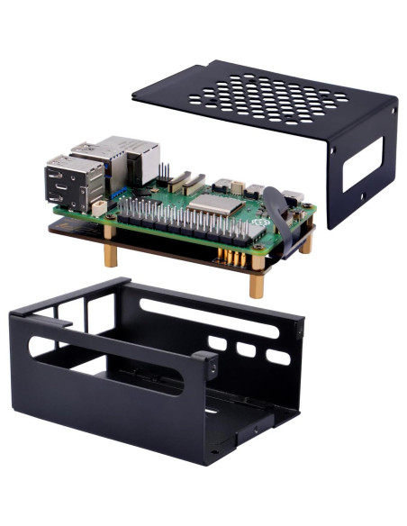 Caja de Metal GeeekPi para Raspberry Pi 5 con Placa N07 PCIe M.2