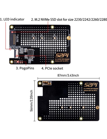 Caja de Metal GeeekPi para Raspberry Pi 5 con Placa N07 PCIe M.2