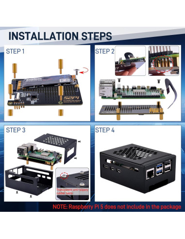 Caja de Metal GeeekPi para Raspberry Pi 5 con Placa N07 PCIe M.2