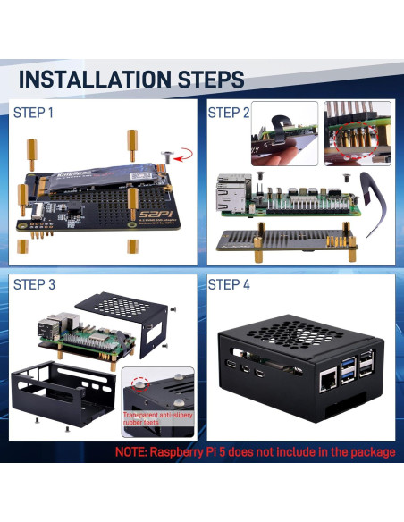 Caja de Metal GeeekPi para Raspberry Pi 5 con Placa N07 PCIe M.2