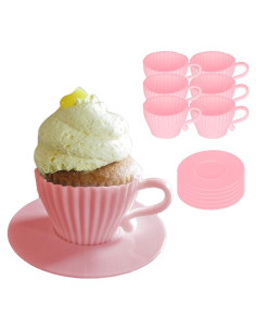 Set de 12 Moldes para Cupcakes de Silicona Evelots - Rosa