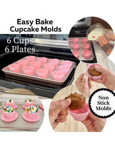 Set de 12 Moldes para Cupcakes de Silicona Evelots - Rosa 2