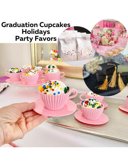 Set de 12 Moldes para Cupcakes de Silicona Evelots - Rosa