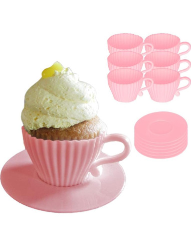 Set de 12 Moldes para Cupcakes de Silicona Evelots - Rosa