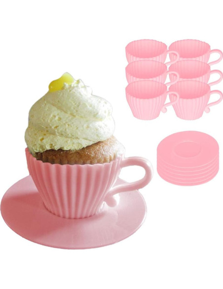 Set de 12 Moldes para Cupcakes de Silicona Evelots - Rosa