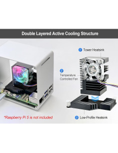 Caja Mini Torre ElectroCookie para Raspberry Pi 5 con HAT y SSD 256GB 2