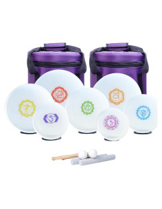 Juego de 7 Cuencos de Canto de Cristal 432HZ con Chakra