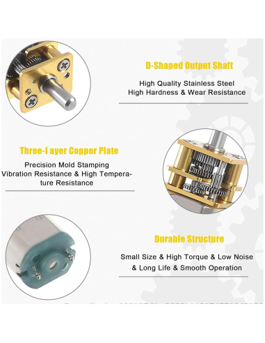 2 Motores de Reducción de Velocidad JUZITAO 6V 30RPM Mini Metal