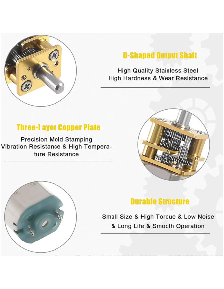 2 Motores de Reducción de Velocidad JUZITAO 6V 30RPM Mini Metal