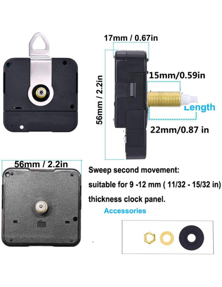 Kit de Mecanismos de Reloj HILLHOME 2 Piezas Sin Tictac