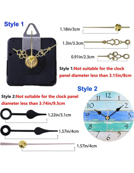 Kit de Mecanismos de Reloj HILLHOME 2 Piezas Sin Tictac
