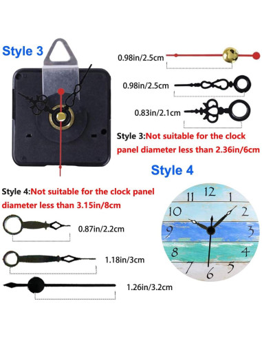 Kit de Mecanismos de Reloj HILLHOME 2 Piezas Sin Tictac