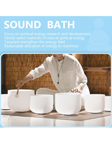 Juego de 7 Cuencos de Canto de Cristal 432HZ con Chakra