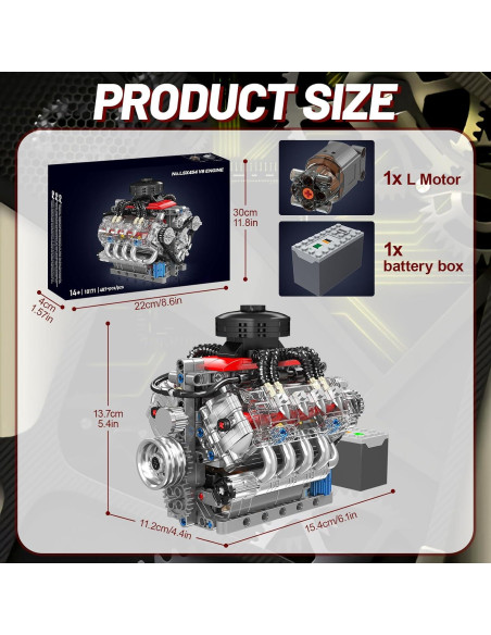 Modelo de Motor V8 Mini Nueris 487 Piezas Juguete STEM Modelo de Motor V8 Mini Nueris 487 Piezas Juguete STEM