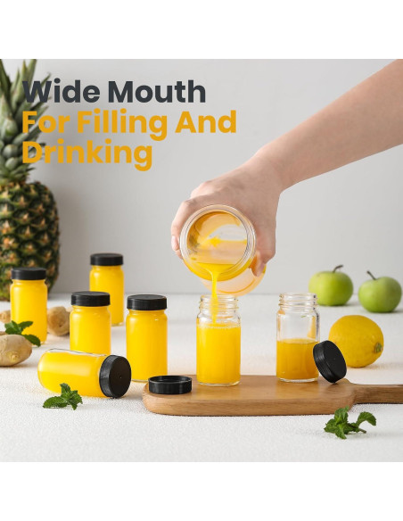 Paquete de 9 Botellas de Vidrio 60 ml LANDNEOO con Tapas Negras