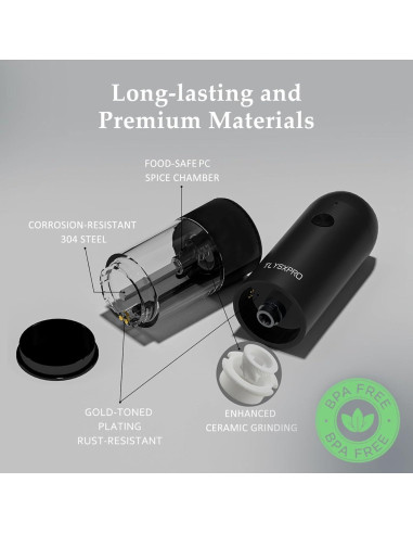 Molino de Pimienta Eléctrico TLYSXPRO Automático 46g Negro