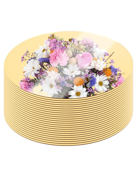 Juego de 24 Espejos Redondos YMHPRIDE 25.4 cm Dorado